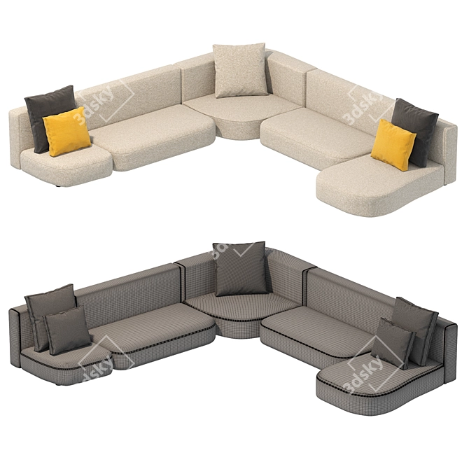 Modern Cappellini Litos Sofa 3D model image 5