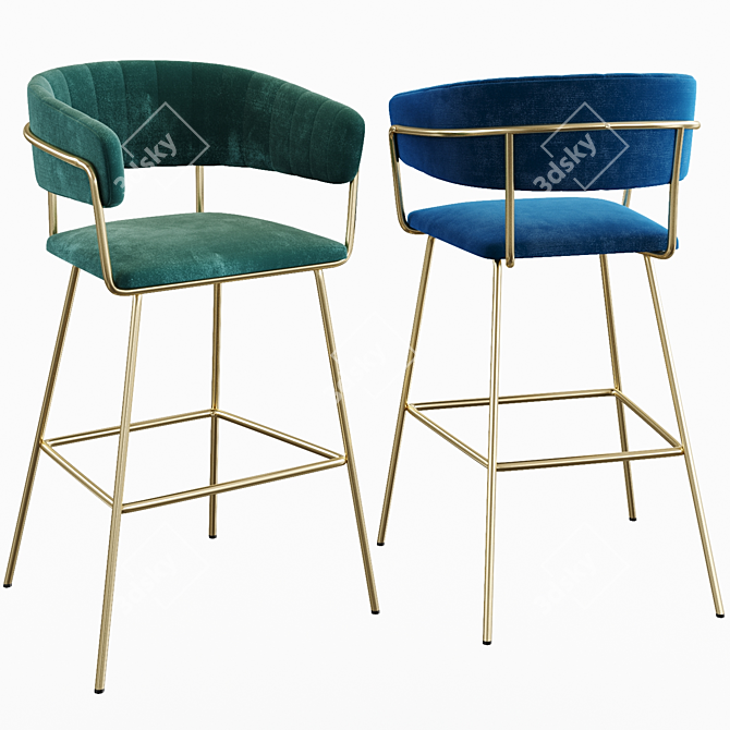 Velvet Hanna Bar Chair Set 3D model image 1