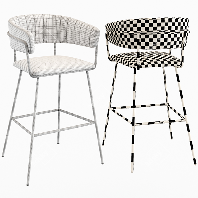 Velvet Hanna Bar Chair Set 3D model image 2