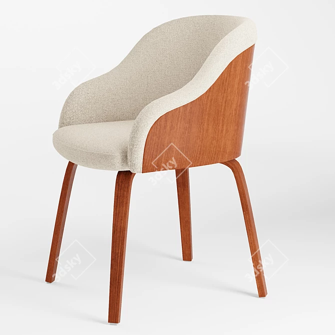 Stylish Mid-Century Bacci Chair 3D model image 2