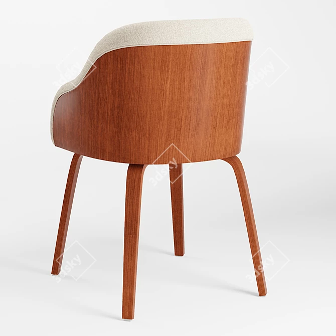 Stylish Mid-Century Bacci Chair 3D model image 4