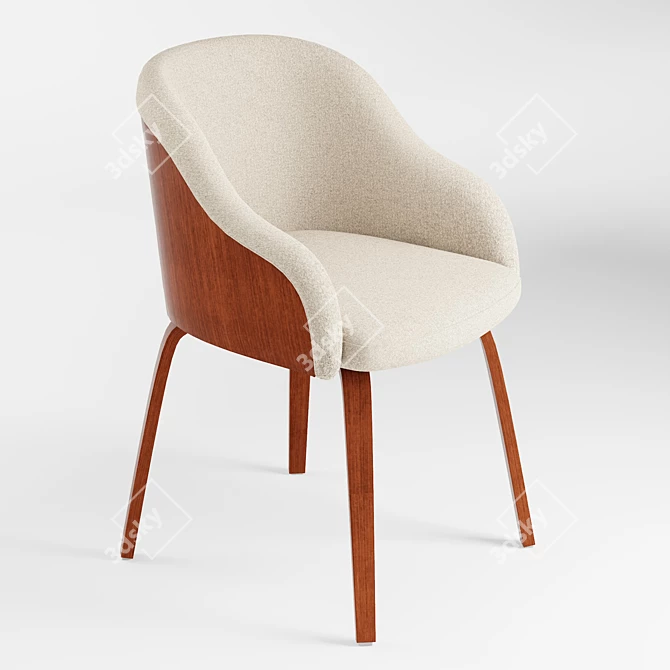 Stylish Mid-Century Bacci Chair 3D model image 5