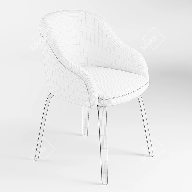 Stylish Mid-Century Bacci Chair 3D model image 6