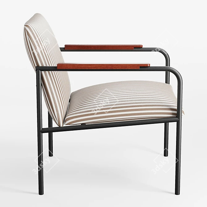 Sleek Striped Upholstered Arm Chair 3D model image 3