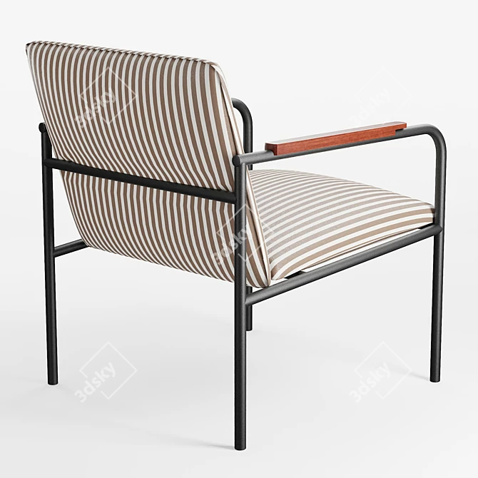 Sleek Striped Upholstered Arm Chair 3D model image 4