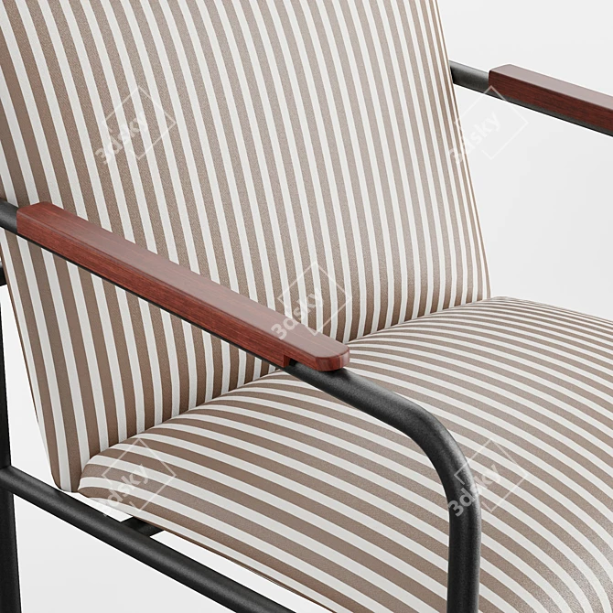 Sleek Striped Upholstered Arm Chair 3D model image 5