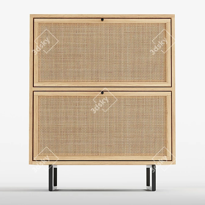 Boho Mango Wood Filing Cabinet 3D model image 4