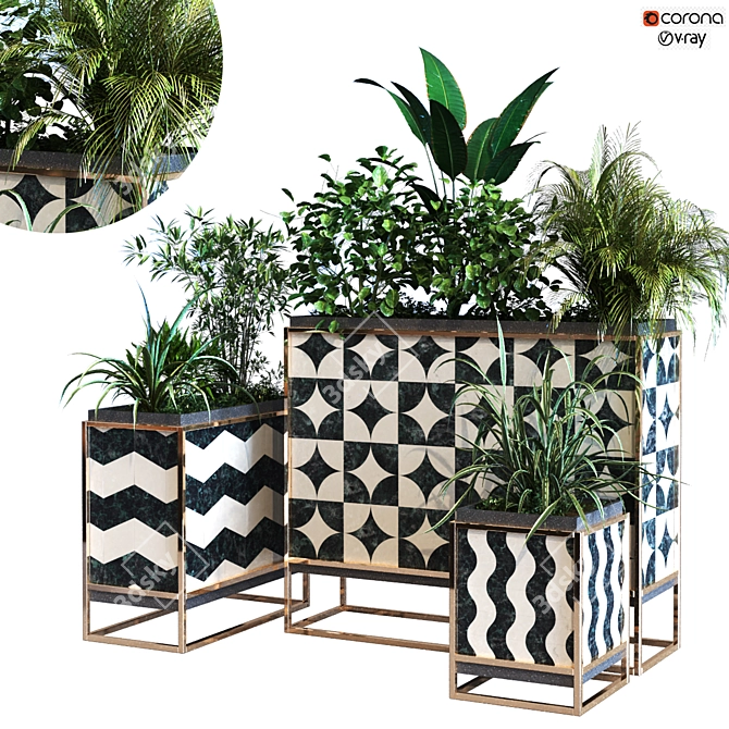 Elegant Indoor Plant Box Set 3D model image 7