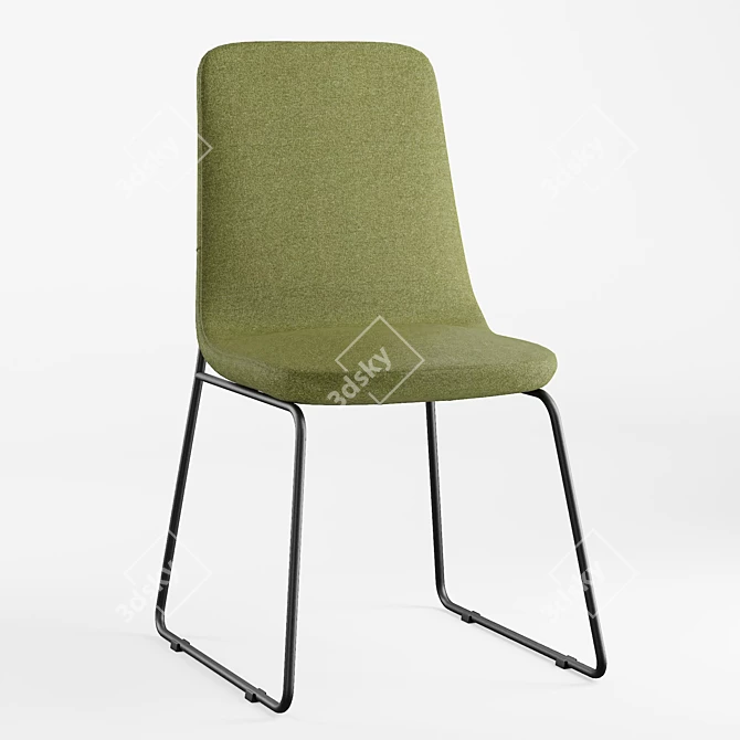 Sleek Metal Dining Chairs 3D model image 1