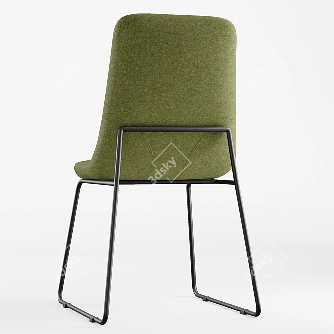 Sleek Metal Dining Chairs 3D model image 4