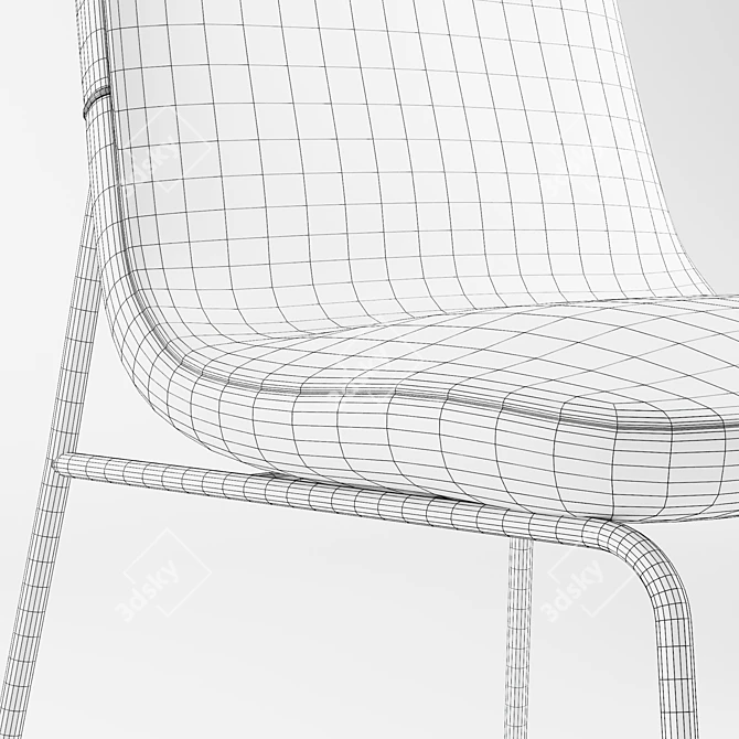 Sleek Metal Dining Chairs 3D model image 6