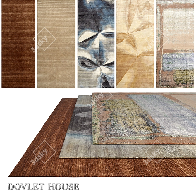 DOVLET HOUSE 5-Piece Wool & Silk Carpets 3D model image 1