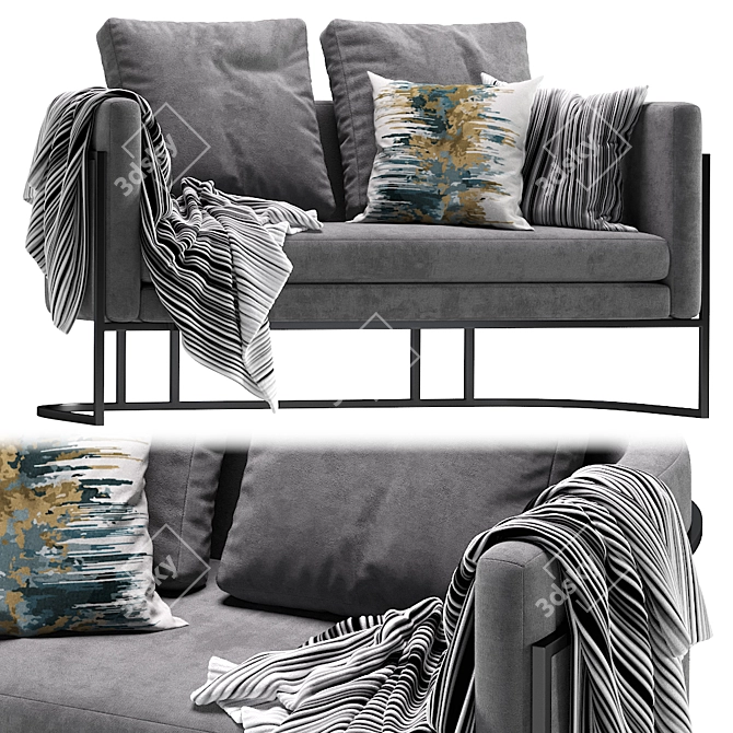 Luxury Velvet Sofa 3D model image 1