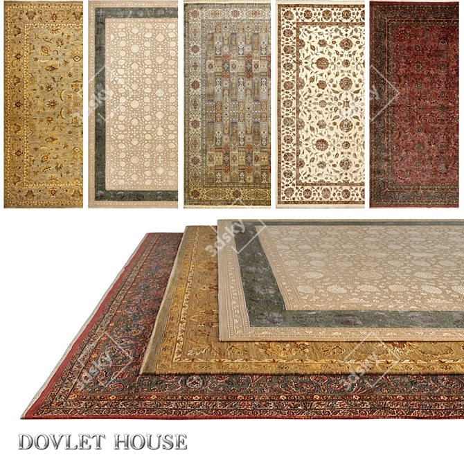 Luxury Indian Carpet Collection 5pc (Part 771) 3D model image 1