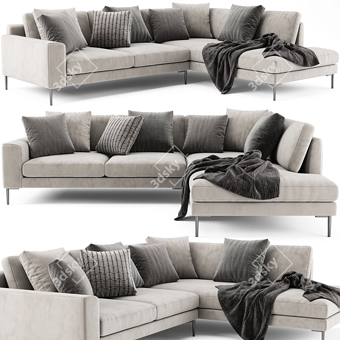 West Elm Harper Terminal Chaise: Sleek and Sophisticated Seating Solution 3D model image 1