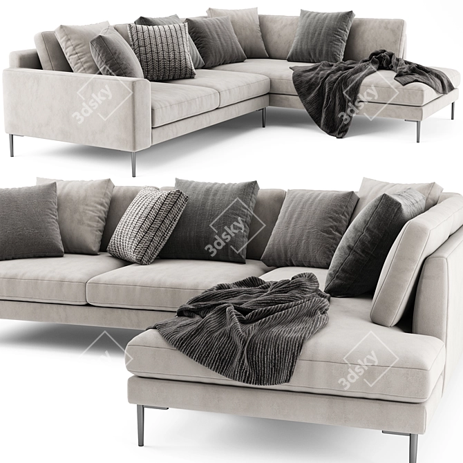 West Elm Harper Terminal Chaise: Sleek and Sophisticated Seating Solution 3D model image 2