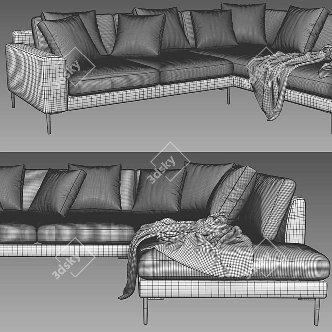 West Elm Harper Terminal Chaise: Sleek and Sophisticated Seating Solution 3D model image 4