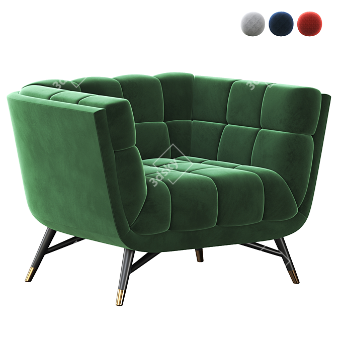 Elegant Velvet Armchair: Adept Performance 3D model image 1