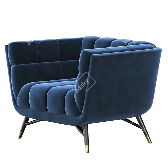 Elegant Velvet Armchair: Adept Performance 3D model image 3