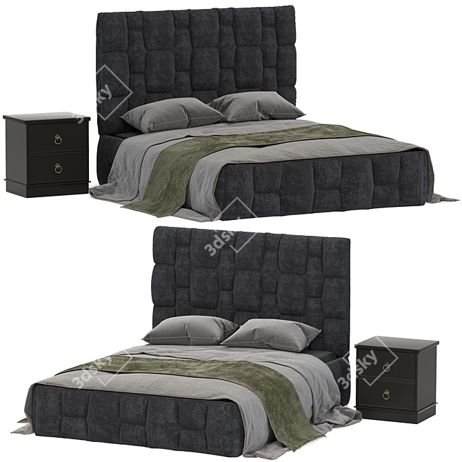 Vinchenzo Quad Mesh Bed: Stunning Geometry and Textures 3D model image 1
