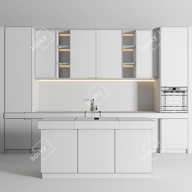 Bosch & Siemens Modern Kitchen 3D model image 5