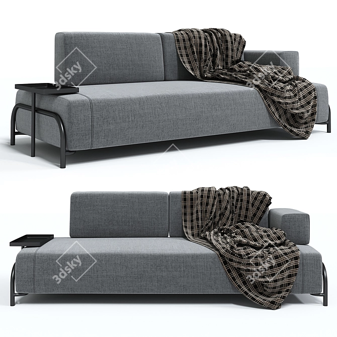 Sleek Sofa Compo: Stylish and Spacious 3D model image 1