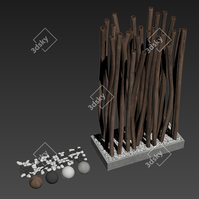 Hollow Pebble Branch Screen 3D model image 7