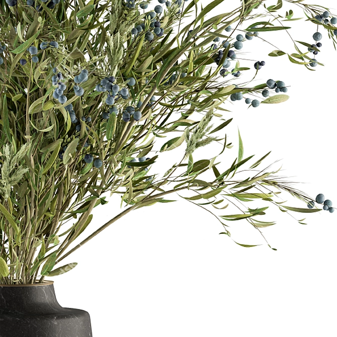 Green Branch Bouquet in Vase 3D model image 2