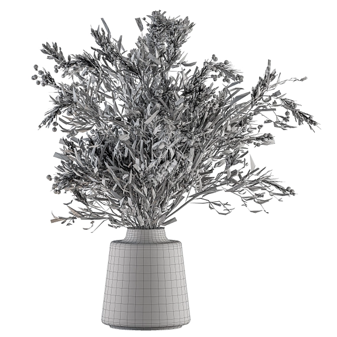Green Branch Bouquet in Vase 3D model image 5