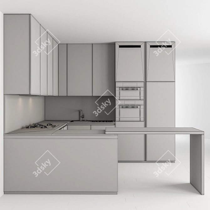 Modern Wood Black Kitchen - 47 3D model image 5