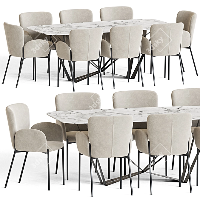 Modern 5-Piece Dining Set 3D model image 1