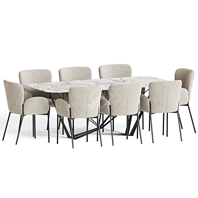 Modern 5-Piece Dining Set 3D model image 3