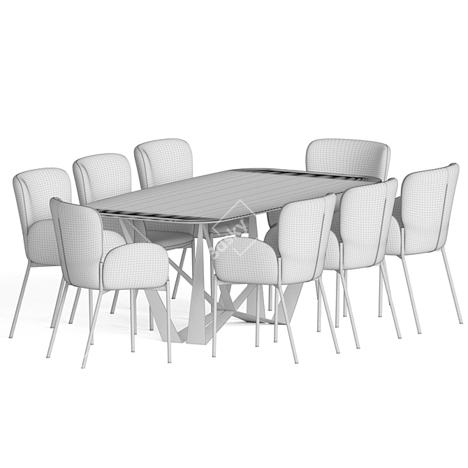 Modern 5-Piece Dining Set 3D model image 4