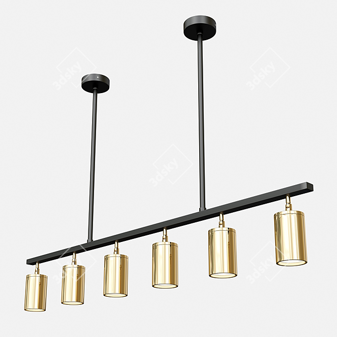 Modern Industrial Pipe Hanging Lamp 3D model image 1