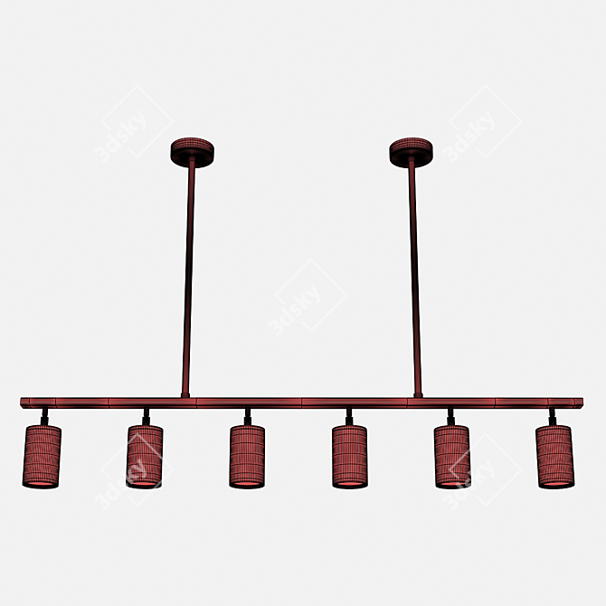 Modern Industrial Pipe Hanging Lamp 3D model image 2