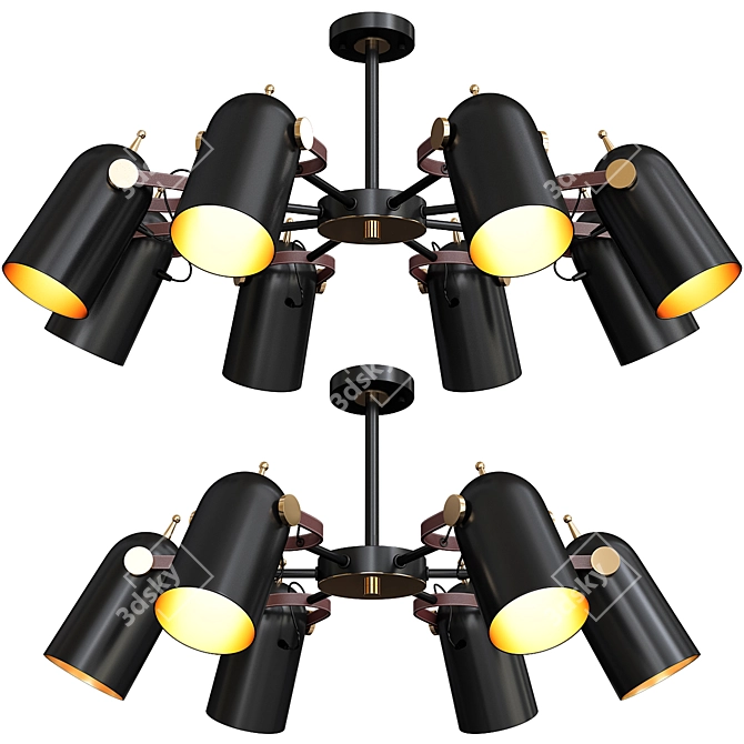 Sleek Bullet B Pendant Chandelier 3D model image 1