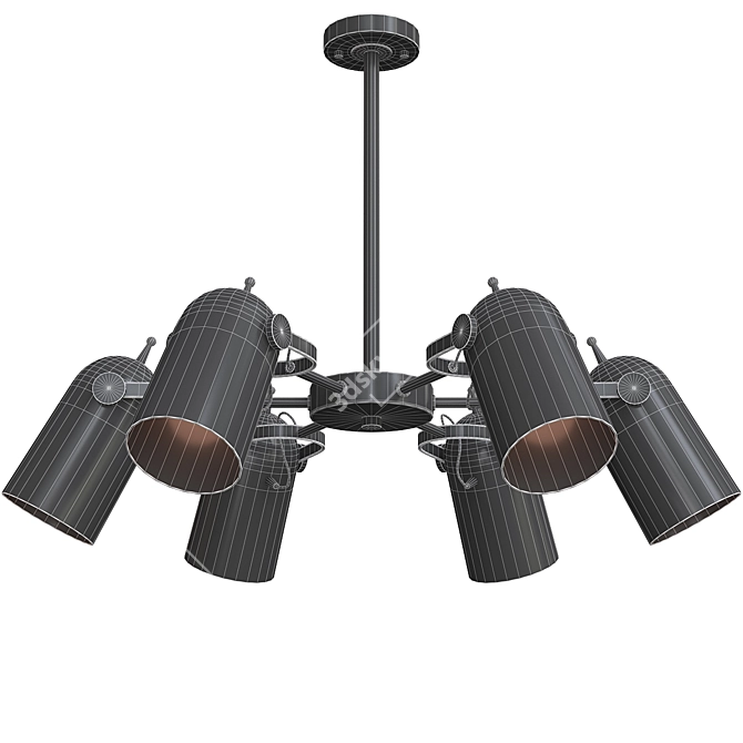 Sleek Bullet B Pendant Chandelier 3D model image 6