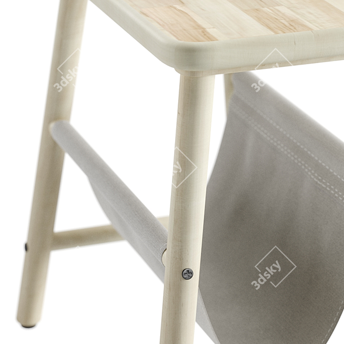 VILTO Storage Stool: Birch & Black 3D model image 4