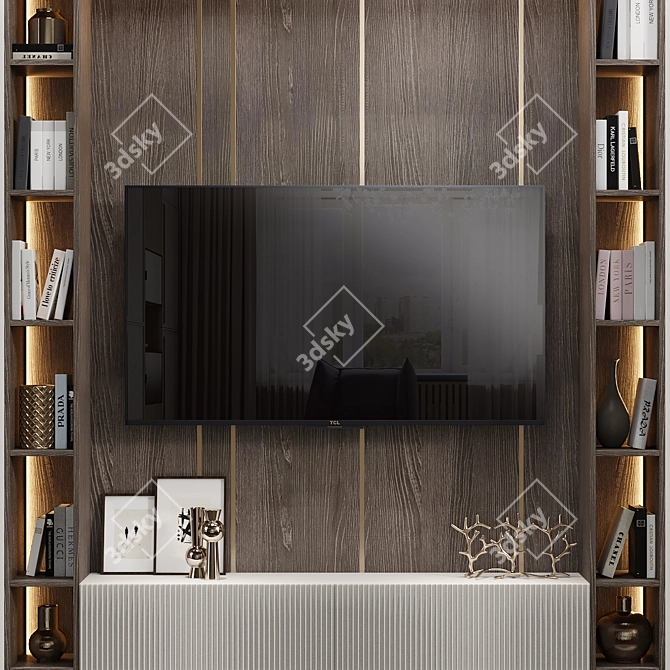 Elegant Neoclassical TV Wall 3D model image 2