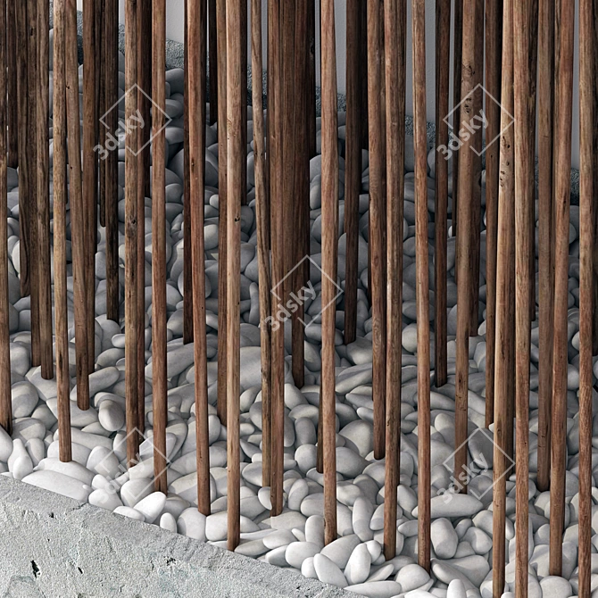 Natural Wood Branch Screen 3D model image 2