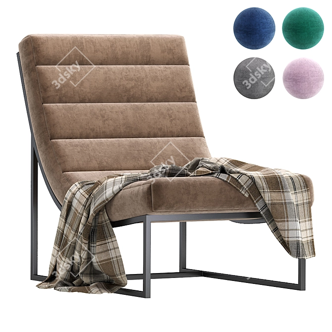 Elegant Horizontal Panel Armchair 3D model image 1