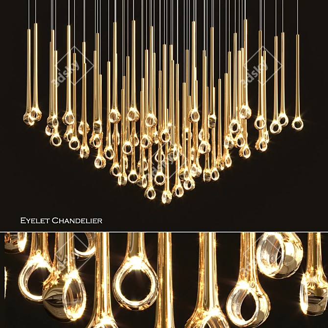 Elegant Eyelet Chandelier - 190cm Length 3D model image 1