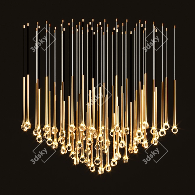 Elegant Eyelet Chandelier - 190cm Length 3D model image 2