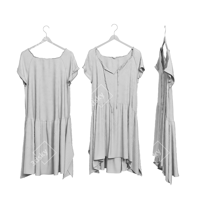 Fashionable Dress Hanger Set 3D model image 3