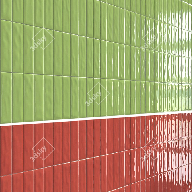 Vibrant Enamel Wall Tiles 3D model image 2