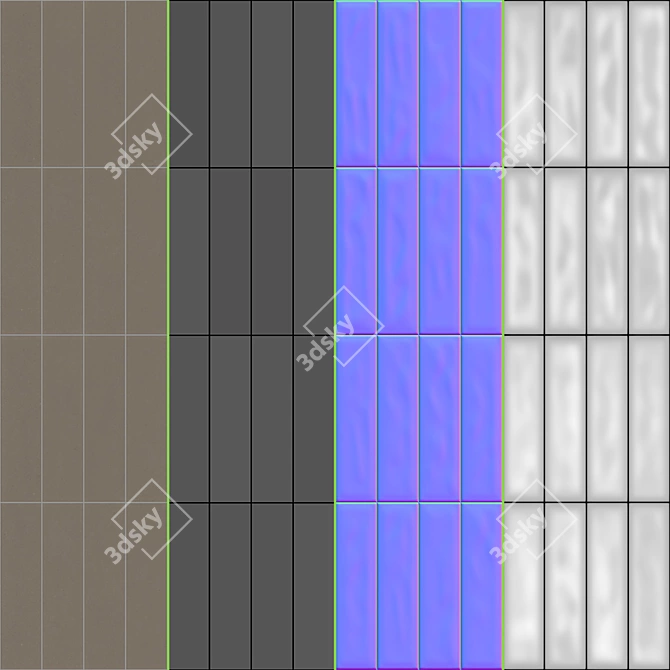 Vibrant Enamel Wall Tiles 3D model image 3