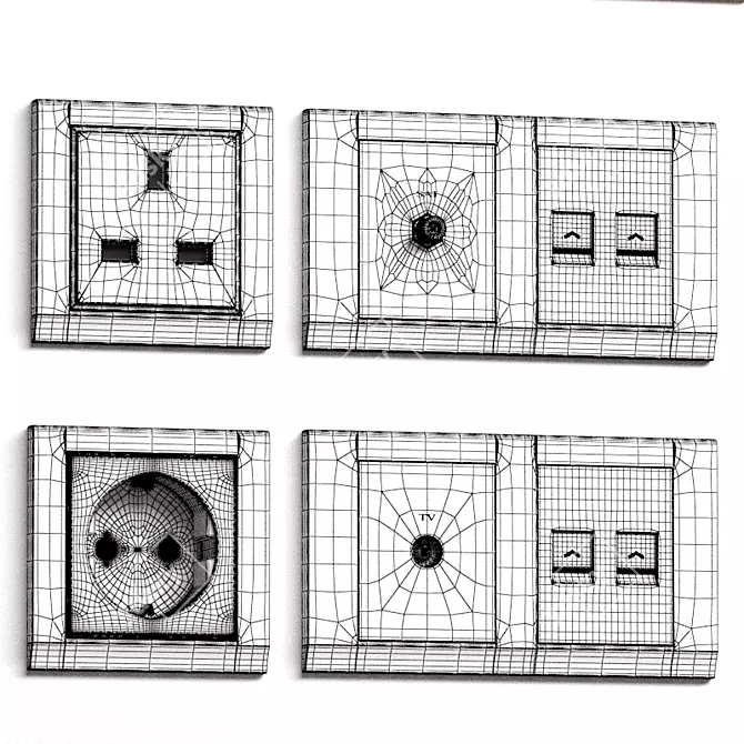 Retrocharm Crystal Switch and Socket Set 3D model image 6