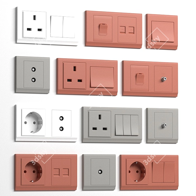 Retrocharm Crystal Switch and Socket Set 3D model image 7