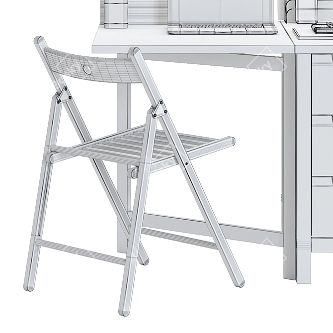 Modern Office Set: Desk, Chair, MacBook, iPhone 3D model image 6