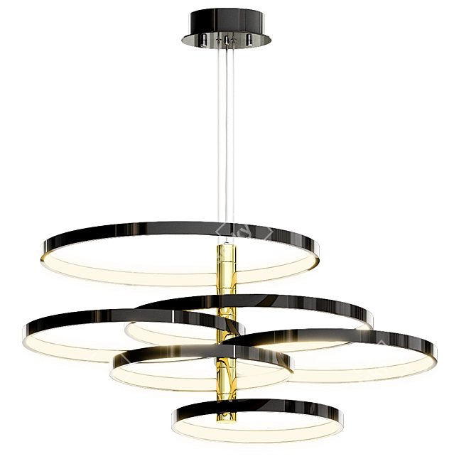 Black and Gold LED Pendant - Hoopla 3D model image 1